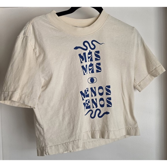 Everybody World Other - Everybody World T-Shirt XS Cream Graphic Short Sleeve Cotton Casual Tee Top